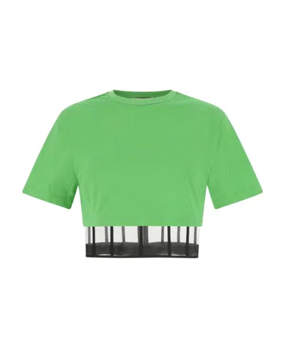 Alexander Mcqueen Cropped Cut-out T-shirt In Green