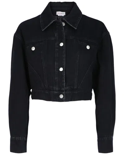 Alexander Mcqueen Cropped Denim Jacket In Black