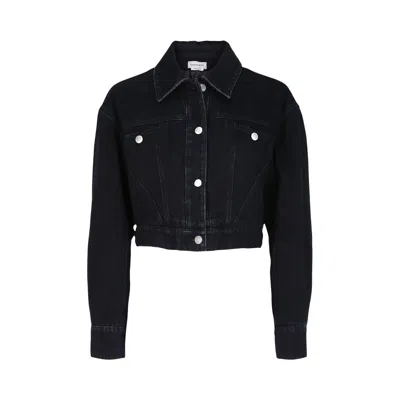 Pre-owned Alexander Mcqueen Cropped Denim Jacket 'black' | Women's Size 40