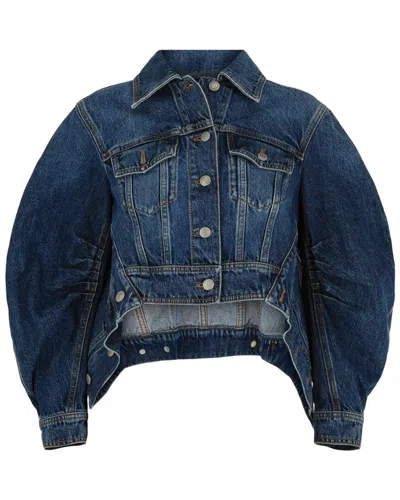 Alexander Mcqueen Cropped Denim Jacket In Multi