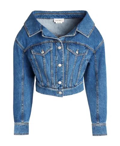 ALEXANDER MCQUEEN CROPPED DENIM JACKET