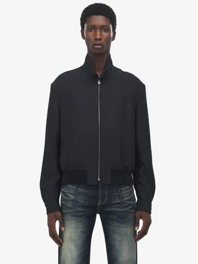 Alexander Mcqueen Cropped Harrington Jacket In Black