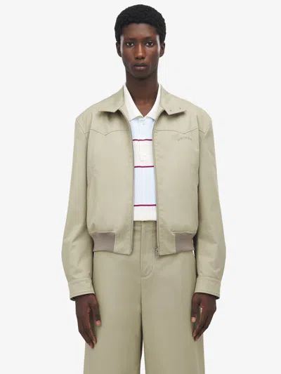 Alexander Mcqueen Cropped Harrington Jacket In Neutral