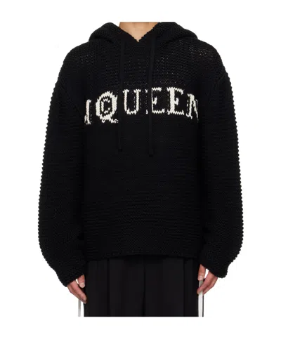 Alexander Mcqueen Cropped Hoodie In Black