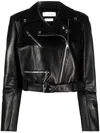 Alexander Mcqueen Cropped Leather Biker Jacket In Black