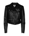 Alexander Mcqueen Black Cropped Biker Jacker With Matching Belt In Smooth Leather Woman In Black