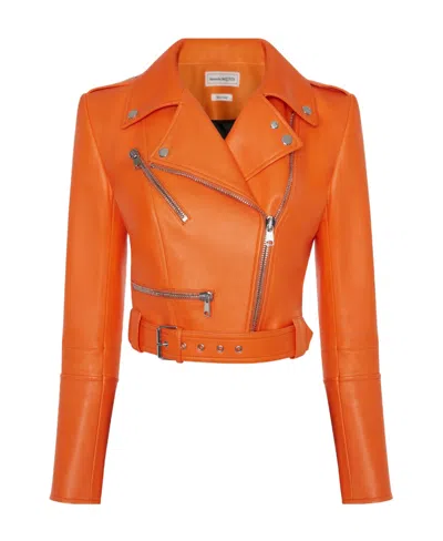 ALEXANDER MCQUEEN CROPPED LEATHER BIKER JACKET