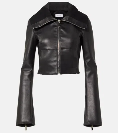 Alexander Mcqueen Cropped Leather Jacket In Black