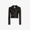 Alexander Mcqueen Black Cropped Biker Jacker With Matching Belt In Smooth Leather Woman In Black