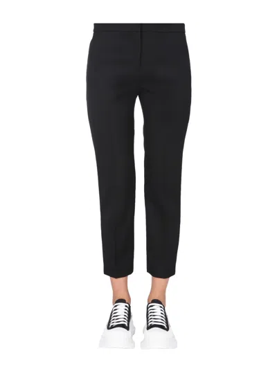Alexander Mcqueen Cropped Straight Trousers In Black