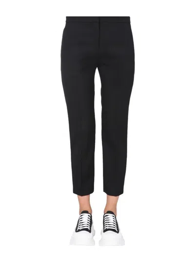Alexander Mcqueen Cropped Straight Trousers In Black