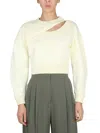Alexander Mcqueen Cropped Cotton Knit With Ribbed Cuffs In Beige