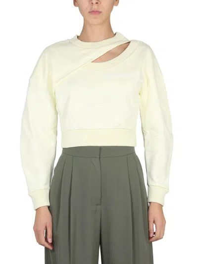 Alexander Mcqueen Cropped Sweatshirt In Neutral