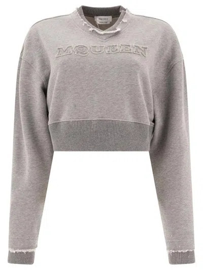 Alexander Mcqueen Cropped Sweatshirt With  Logo