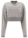Alexander Mcqueen Cropped Sweatshirt With Mcqueen Logo Sweatshirts Grey
