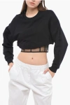 ALEXANDER MCQUEEN CROPPED SWEATSHIRT WITH TRANSPARENT LINING