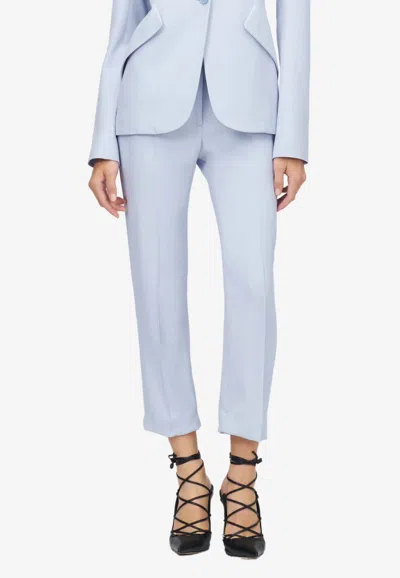 Alexander Mcqueen Cropped Tailored Pants In Blue