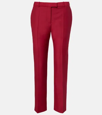 Alexander Mcqueen Cropped Wool And Mohair Slim Pants In Red