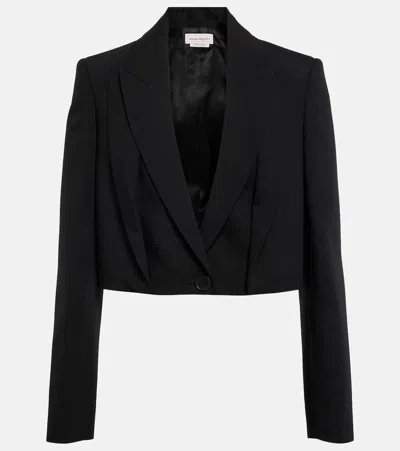 Alexander Mcqueen Tailored Short Jacket Double Revers In Black