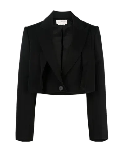 ALEXANDER MCQUEEN ALEXANDER MCQUEEN CROPPED KNIT TAILORED JACKET