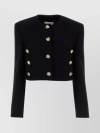 ALEXANDER MCQUEEN CROPPED WOOL BLEND BLAZER WITH EMBELLISHED BUTTONS
