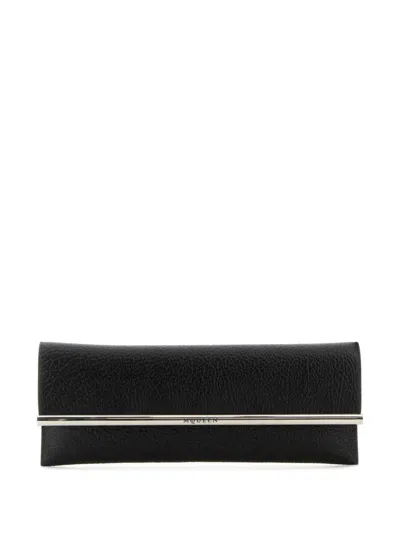 Alexander Mcqueen Cross B-long Clutch In Black