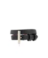Alexander Mcqueen T-bar Double Wrap Leather Bracelet In Black