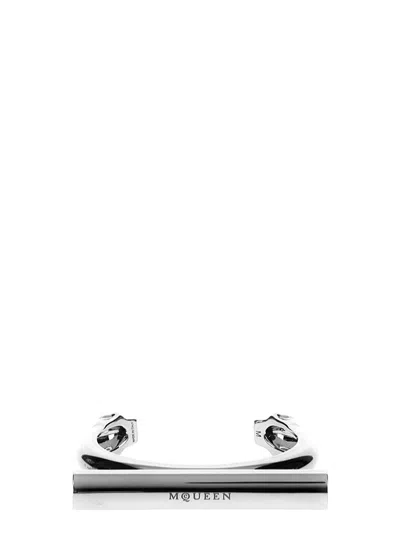Alexander Mcqueen Cross-bar Bracelet In Silver