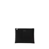 Alexander Mcqueen Black Hammered Leather Clutch Bag With Logo In Black