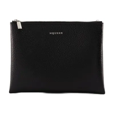 Alexander Mcqueen Cross Bar Clutch Alexander Mc Queen Leather Black/silver