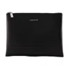 Alexander Mcqueen Black Hammered Leather Clutch Bag With Logo In Black