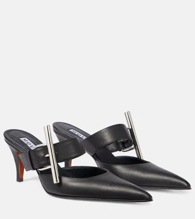 Alexander Mcqueen Embellished Leather Mules In Black