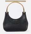 Alexander Mcqueen Mini Crossbar Leather Top-handle Bag In Black Gold