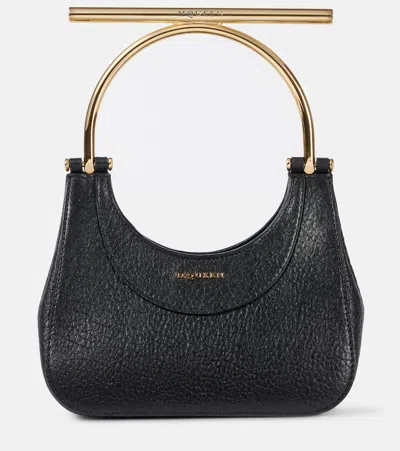 Alexander Mcqueen Mini Crossbar Leather Top-handle Bag In Black Gold