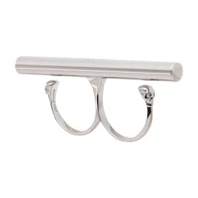 Alexander Mcqueen Cross-bar Ring In Silver