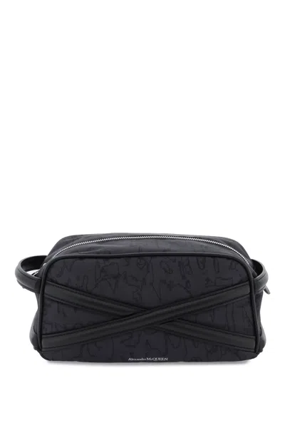 Alexander Mcqueen Cross-strap Logo-print Wash Bag In Black