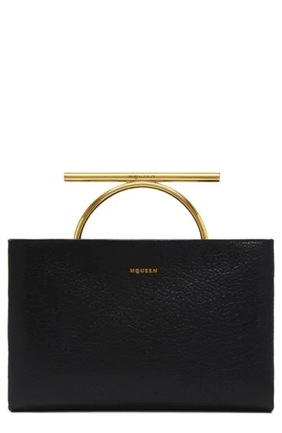 Alexander Mcqueen Crossbar Leather Clutch In Black/gold