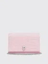 Alexander Mcqueen Skull-embellished Crocodile-effect Mini Bag In Pink