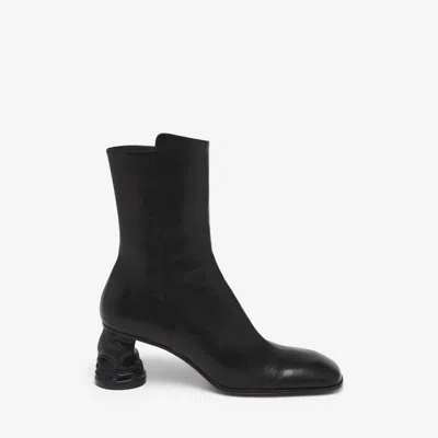 Alexander Mcqueen Crush Ankle Boot In Black
