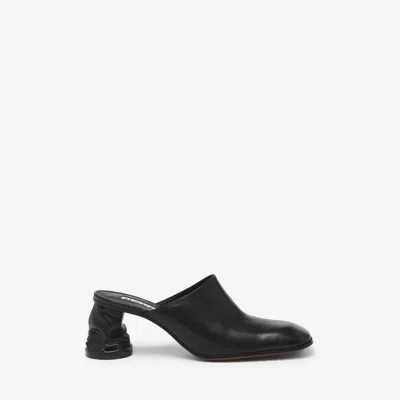 Alexander Mcqueen Leather Block-heel Mules In Black