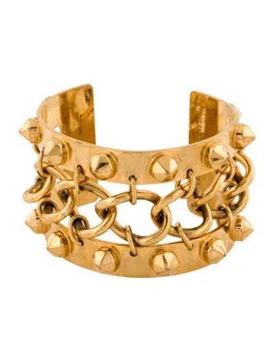 Pre-owned Alexander Mcqueen Crystal & Chain Cuff Bracelet, 6.5" In Multi