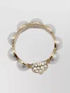 Alexander Mcqueen Crystal And Pearl Skull Rings In Gold