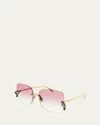 Alexander Mcqueen Crystal & Skull Charm Square Metal Sunglasses In Multi