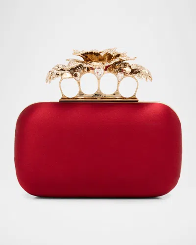 Alexander Mcqueen Crystal Carnation Satin Clutch Bag