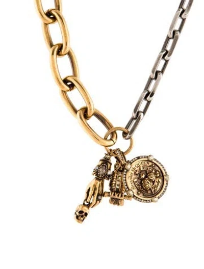 Pre-owned Alexander Mcqueen Crystal Charms Pendant Necklace, 22" In Multi
