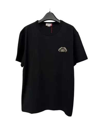 Alexander Mcqueen Crystal Decorated Logo T-shirt In Black