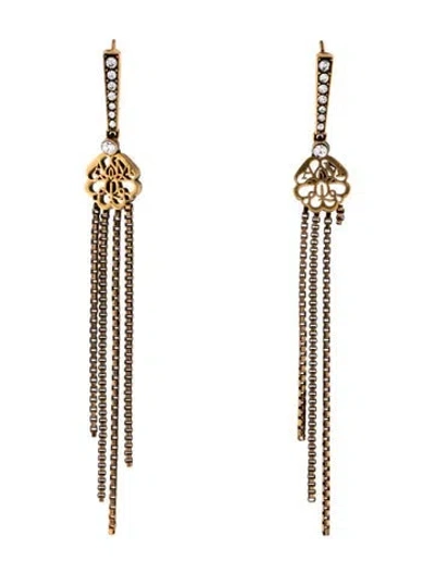Pre-owned Alexander Mcqueen Crystal Drop Earrings In Multicolor