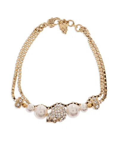 Alexander Mcqueen Crystal-embellished Bracelet In Gold