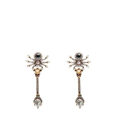 Alexander Mcqueen Crystal-embellished Draped Earrings In Gold