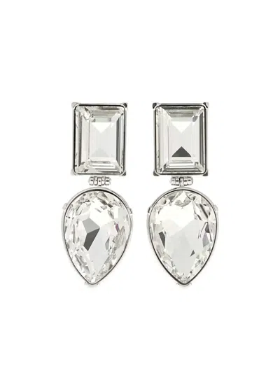 Alexander Mcqueen Geometric Crystal Stud Earrings In Metallic